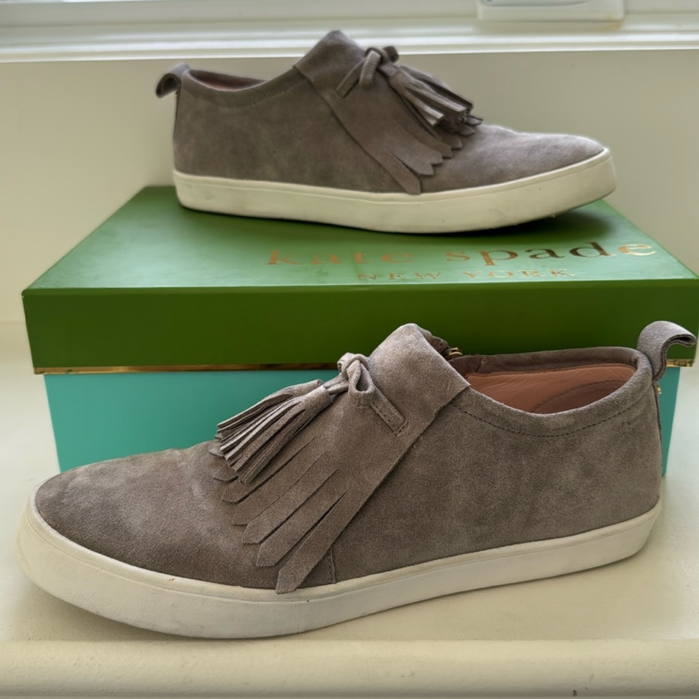Kate spade Gray Suede Tassel Slip-On Sneakers